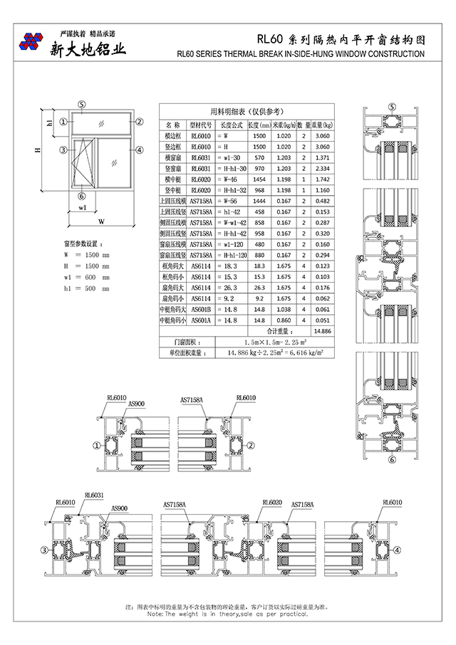 RL60系列隔熱平開門窗