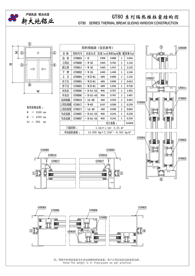 GT80系列隔熱推拉窗