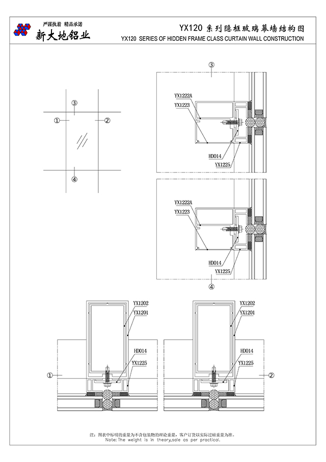 YX120系列隱框玻璃幕墻